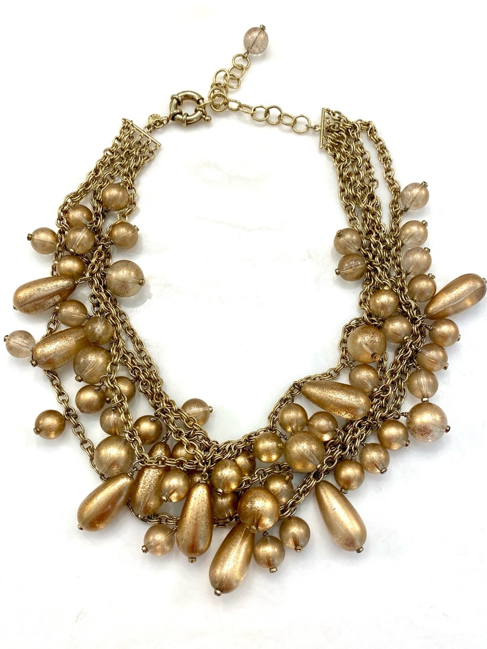 J. Crew Shimmering Gold Multi-Strand Teardrop Necklace
